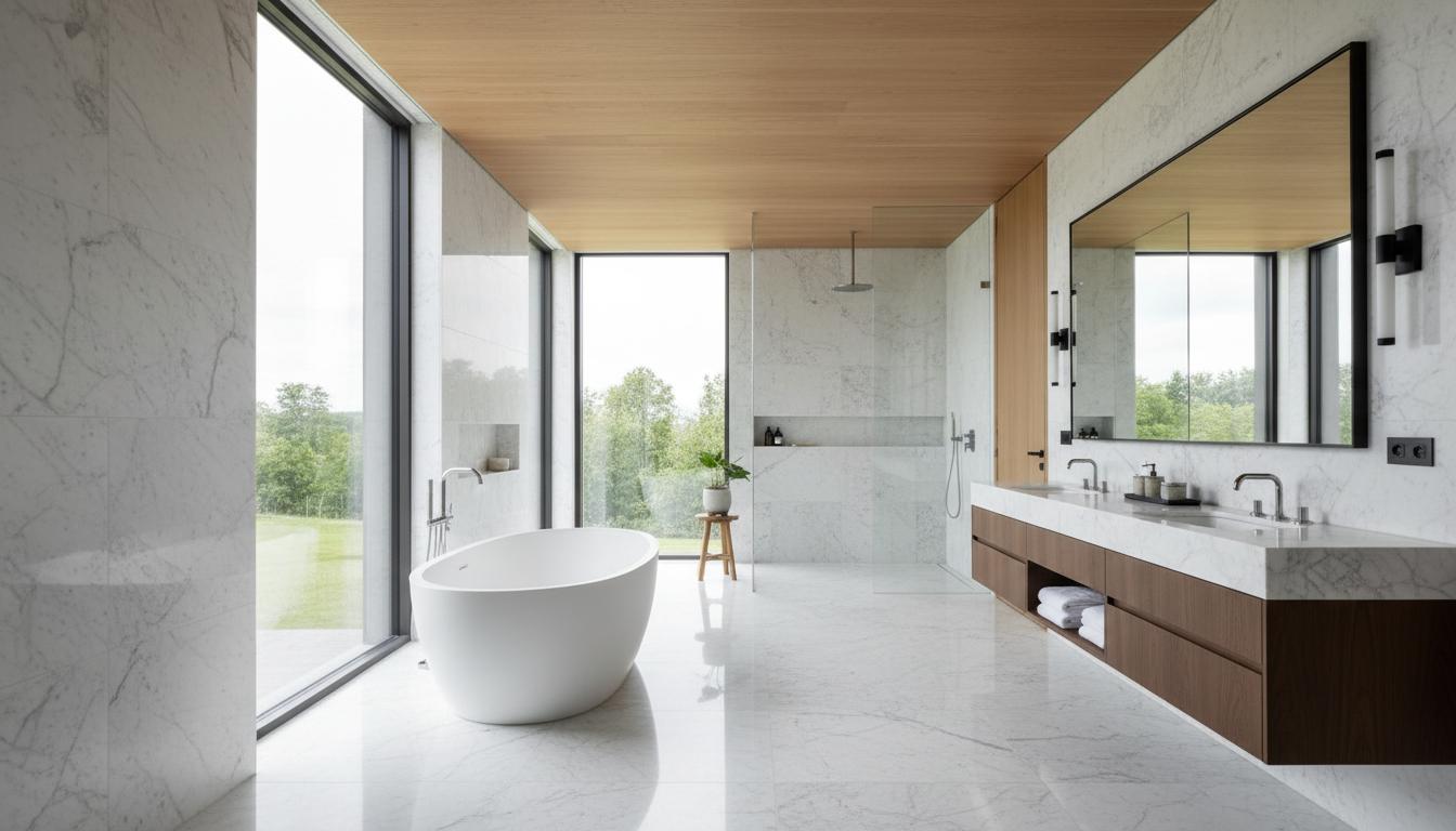 14 Diseños de Baños Grandes Modernos que Transformarán tu Espacio (el #8 es impresionante)